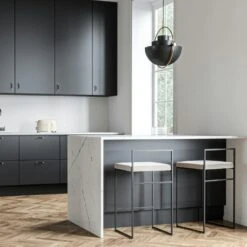 Barhocker Mit Rückenlehne 80 Cm, Schwarz / Beige Samt -Royal Design Angebote Möbel Store department barhocker niedrig hoch ruckenlehne 117