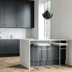 Barhocker Mit Rückenlehne 90 Cm, Grau / Beige Samt -Royal Design Angebote Möbel Store department barstuhl mit hoher ruckenlehne schwarz 195