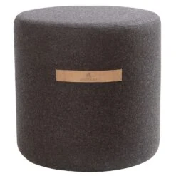 Shepherd Sara Round Wool Pouf 40x40cm, Black