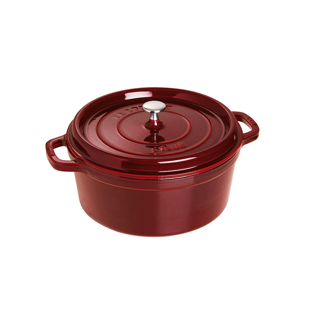 Staub Runde Kochtopf Aus Gusseisen 5,2 L, Dunkelrot 1 Staub Runde Kochtopf Aus Gusseisen 5,2 L, Dunkelrot